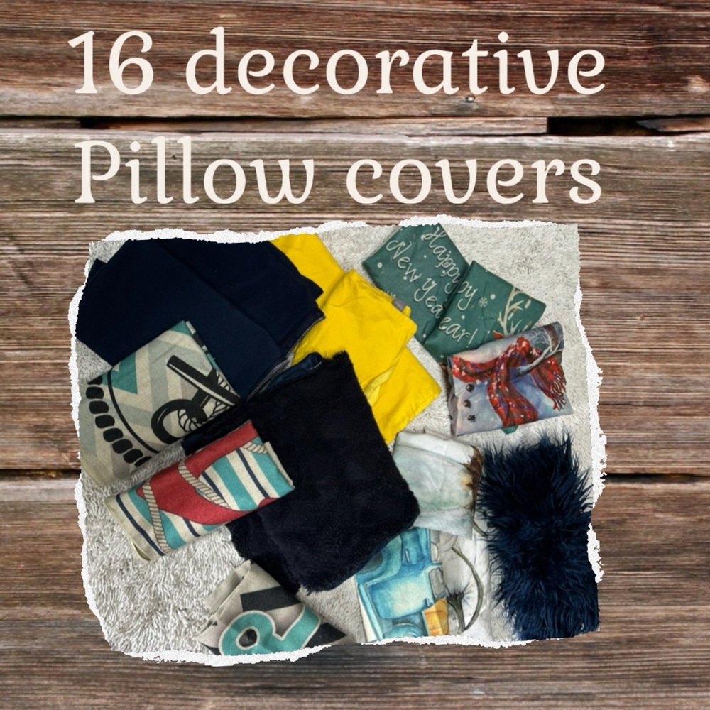 Huge Lot of 16 Pillow Covers ~ all seasons, sizes, textures